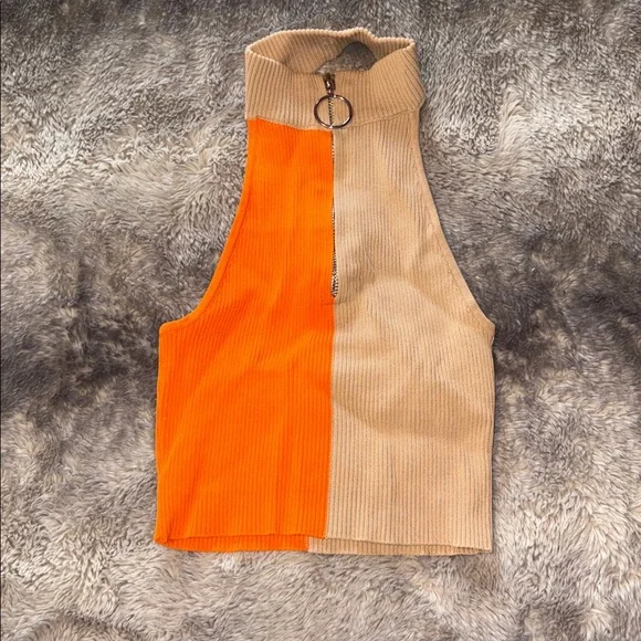 FashionNova Vibrant Orange & Tan Skirt Set 🍊 - Picture 3 of 8